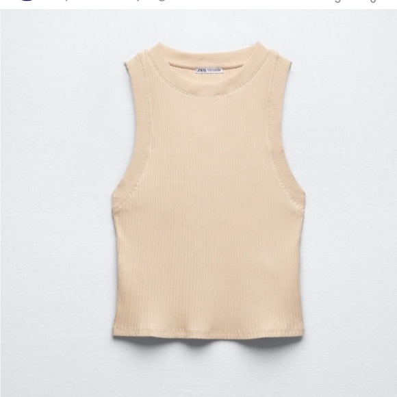Zara Tops - Zara Ribbed Halter Tank, Size Small, color Sand